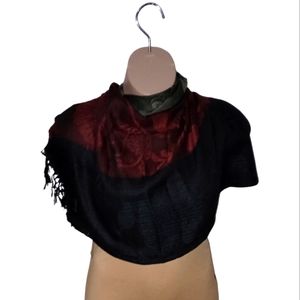 Floral print embossed style scarf